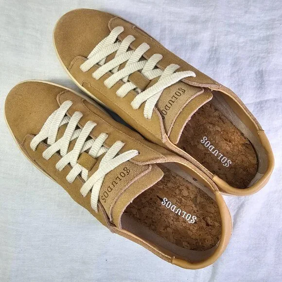 NEAR MINT! Soludos The Ibiza Classic Suede Sneaker 8.5 Camel Beige - Picture 2 of 11